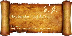 Hollender Jolán névjegykártya